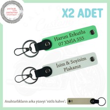 Stil Sahibi Tüm Sürücülere, Özel Isimli ve Plakalı, Ikili Deri Anahtarlık Takımı, Beyaz-F Yeşil-Sk