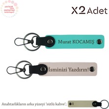 Sevgiliye Doğum Günü Hediyesi, Isimli & Soyisimli 2’li Anahtarlık Hediye, Pudra-Turkuaz-Sütlü Kahve