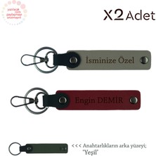 Anneler Gününe Şık Armağan, Isim & Soyisim Kişiselleştirilmiş 2’li Anahtarlık, Kül Gri-Bordo-Yeşil