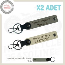 Günlük Kullanımda Şıklığı Tamamlayan Deri Anahtarlık – Plaka & Isim Yazılı, Kül Gri-S Kahve-Gr