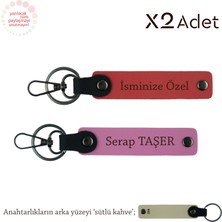 Doktora Doğum Günü Armağanı, Isim & Soyisim Yazılı 2’li Anahtarlık, Nar Çiçeği-Pembe-Sütlü Kahve