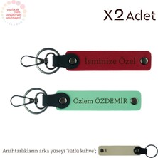 Dayıya Manevi Sürpriz, Isimli 2’li Anahtarlık Takımı, Kırmızı-Yeşil-Sütlü Kahve