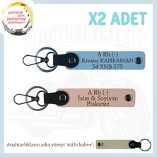 Hız Aşıkları Için Özel Isim Plaka, A- Kan Grubu Yazılı Hediyelik X2 Anahtarlık, Yavruağzı-K Kahve-Sk
