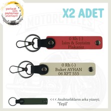 Hız Severlere Özel Isim Plaka, 0 Rh (-) Kan Grubu Yazılı Deri X2 Anahtarlık, Nar Çiçeği-S Kahve-Ysl