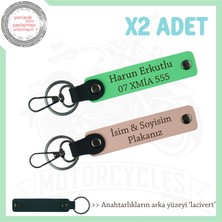 Motosiklet Aşıklarına Özel Isim ve Plaka Yazdırılabilen X2'li Anahtarlık Set, Yavruağzı-F Yeşil-Laci