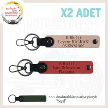 Araç Kullananlara, Isim Plaka, B Rh (+) Kan Grubu Acil Durum X2 Anahtarlık, Nar Çiçeği-Yavruağzı-Ysl