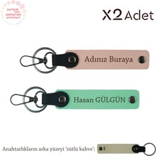 Kardeşe Yılbaşı Jest, Isimli & Soyisimli 2’li Anahtarlık Hediye Takımı, Yavru Ağzı-Yeşil-Sütlü Kahve