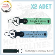 Yol Tutkunu Için, Isim Plaka ve B Rh (-) Kan Grubu Kişiselleştirilmiş X2 Anahtarlık, Yeşil-Mavi-Laci