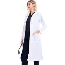 Uçak Medikal Beyaz Maxi Boy, Klasik Yaka, Doktor Önlüğü