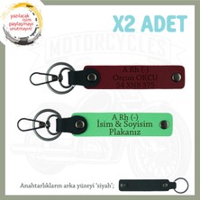 Motorcu Yolculara, Isim Plaka ve A - Kan Grubu Yazılı Güvenli Sürüş Anahtarlığı, F Yeşil-Bordo-Syh