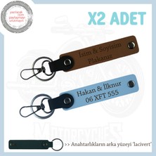 Hız Severlere Isim ve Plaka ve Yazılı Özel Üretim X2 Anahtarlık, Sürpriz Hediye, Kahve-Gök Mavi-Laci