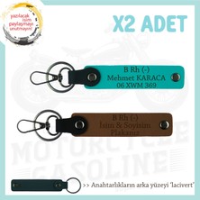 Hız Tutkunlarına, Isim Plaka ve B- Kan Grubu Yazılı Kişiye Özel X2 Anahtarlık, Kahve-K Turkuaz-Laci