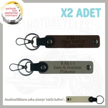 Yol Tutkunlarına, Isim Plaka ve B Rh (-) Kan Grubu, Kişiselleşmiş X2 Anahtarlık, Kül Gri-K Kahve-Sk