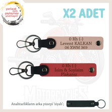 Motosiklet Sevene, Isim Plaka, 0 Rh (-) Kan Grubu Acil Durum X2 Anahtarlık, Nar Çiçeği-Yavruağzı-Syh