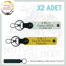 Sürücülere Özel, Isim Plaka ve A Rh (-) Kan Grubu Yazılı Hediye X2 Set Anahtarlık , Sarı-Beyaz-Laci
