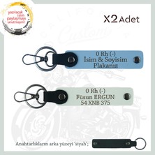 Yolların Maceracıları Için, Isim Plaka, 0 Rh (-) Kan Grubu Yazılı Özel X2 Anahtarlık, Mavi-Beyaz-Syh