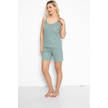 Siyah Kaşkorse Şortlu Pijama Takımı