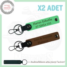 Motosiklet Aşıkları Için, Isim Plaka Yazılı Kişiselleştirilebilir X2 Anahtarlık, Kahve-F Yeşil-Laci