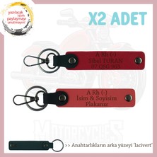 Yolculara Özel, Isim Plaka ve A Rh (-) Kan Grubu Yazılı X2' Li Anahtarlık, Nar Çiçeği-Kırmızı-Laci