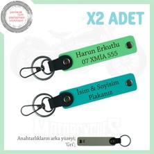 Kişiye Özel Isim ve Plaka Yazılı 2’li Anahtarlık – Armağan Arayanlara Ilham, Koyu Turkuaz-F Yeşil-Gr