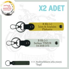 Sürücülere Özel, Isim, Plaka ve B Rh (+) Kan Grubu, Kişiselleştirilmiş X2 Anahtarlık, Sarı-Beyaz-Ysl