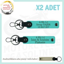 Motor Plakan, Ismin Anahtarlığında! Isim Plaka, A Rh (+) Kan Grubu Yazılı X2 Anahtarlık, Turkuaz-Sk