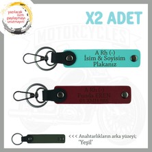 Motor Tutkunlarına Özel Armağan, Isim Plaka ve A- Kan Grubu Yazılı X2 Anahtarlık, Turkuaz-Bordo-Ysl