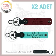 Motor Tutkunlarına Özel Isim Plaka, B- Kan Grubu Yazılı Özel Üretim X2 Anahtarlık, Turkuaz-Bordo-Syh