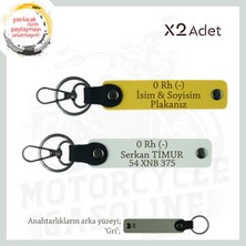 Yolların Sürücülerine, Isim Plaka ve 0 Rh (-) Yazılı Kişiselleştirilmiş X2 Anahtarlık, Sarı-Beyaz-Gr