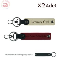 Yılbaşı Için Armağan, Isim & Soyisim Kişiselleştirilmiş 2’li Anahtarlık, Sütlü Kahve-Bordo-Siyah