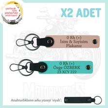 Driftçiye, Isim Plaka ve 0 Rh (+) Kan Grubu Yazılı Kişiye Özel X2 Anahtarlık, Yavruağzı-Turkuaz-Syh