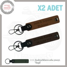 Motorsiklet Grupları Için, Üzerinde Isim ve Plaka Yazılı X2'li Anahtarlık Set, Kahve-K Kahve-Ysl