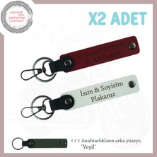 Sürpriz Arayanlara, Kişiye Özel Plaka ve Isim Yazılı 2’li Anahtarlık Hediyelik, Beyaz-Bordo-Ysl