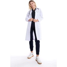 Uçak Medikal Beyaz Maxi Boy, Klasik Yaka, Doktor Önlüğü