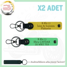 Bikerlar Için Özel Isim Plaka, B Rh (-) Kan Grubu Yazılı Hediyelik X2 Anahtarlık, Sarı-F Yeşil-Laci