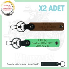 Motor Kulüplerine, Isim Plaka ve A Rh (+) Kan Grubu Yazılı X2' Li Anahtarlık Set, Kahve-F Yeşil-Syh