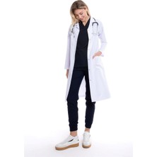 Uçak Medikal Beyaz Maxi Boy, Klasik Yaka, Doktor Önlüğü