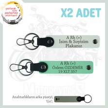 Hız Tutkunlarına Özel Isim Plaka ve A Rh (+) Kan Grubu Yazılı Deri X2 Anahtarlık Set, Yeşil-Beyaz-Gr
