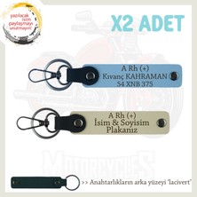 Tarz Motorcuya Hediye, Isim Plaka ve A Rh (+) Kan Grubu Yazılı 2'li Anahtarlık, Mavi-S Kahve-Laci