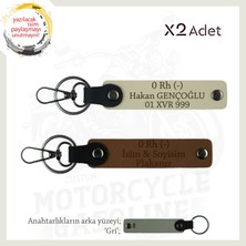 Yolların Sürücülerine, Isim Plaka ve 0 Rh - Kan Grubu Yazılı 2'li Anahtarlık Seti, Kahve-S Kahve-Gr