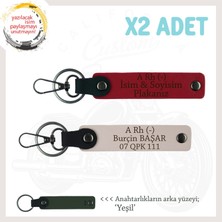 Yol Tutkunlarına, Isim Plaka ve A- Kan Grubu Yazılı Kişiye Özel X2 Anahtarlık Set, Kırmızı-Pudra-Ysl