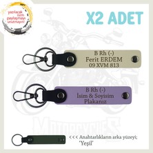 Motorcu Dostlara Özel, Isim Plaka ve B Rh (-) Kan Grubu, Hediye 2'li Anahtarlıklar, Mor-S Kahve-Ysl