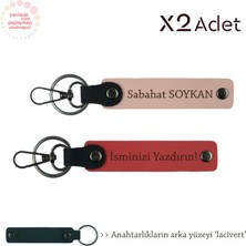 Miaju Akrabaya Doğum Günü Armağanı Isimli & Soyisimli 2’li Anahtarlık Seti, Nar Çiçeği-Yavru Ağzı-Lacivert