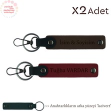 Anneye Yılbaşı Sürprizi, Isimli 2’li Anahtarlık Hediye Takımı, Koyu Kahve-Bordo-Lacivert