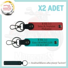 Miaju Asfaltın Tozunu Attıranlara X2 Anahtarlık Isim Plaka, B+ Kan Grubu Yazılı, Nar Çiçeği-K Turkuaz-Laci