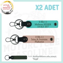Miaju Yol Arkadaşlarına, Isim Plaka ve 0 Rh (-) Kan Grubu Kişiye Özel X2 Anahtarlık, Yavruağzı-Turkuaz-Ysl