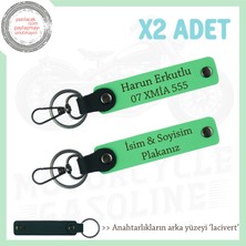 Miaju Kişiye Özel Plaka & Isimli Deri Anahtarlık Çifti – Fonksiyonel ve Şık Hediye, Fıstık Yeşil-Lacivert