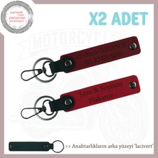 Miaju Kusursuz Hediye Tasarımı – Deri 2’li Anahtarlık Seti Kişiye Özel Seçenekli, Kırmızı-Bordo-Laci