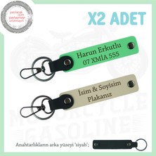 Miaju Sürücülere Özel Isimli ve Plakalı X2 Anahtarlık – Sürpriz Hediye Seçeneği, Sütlü Kahve-F Yeşil-Syh