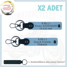 Miaju Yol Arkadaşlarına, Isim Plaka ve B Rh - Kan Grubu Yazılı Acil Durum X2 Anahtarlık Takımı, Mavi-Laci